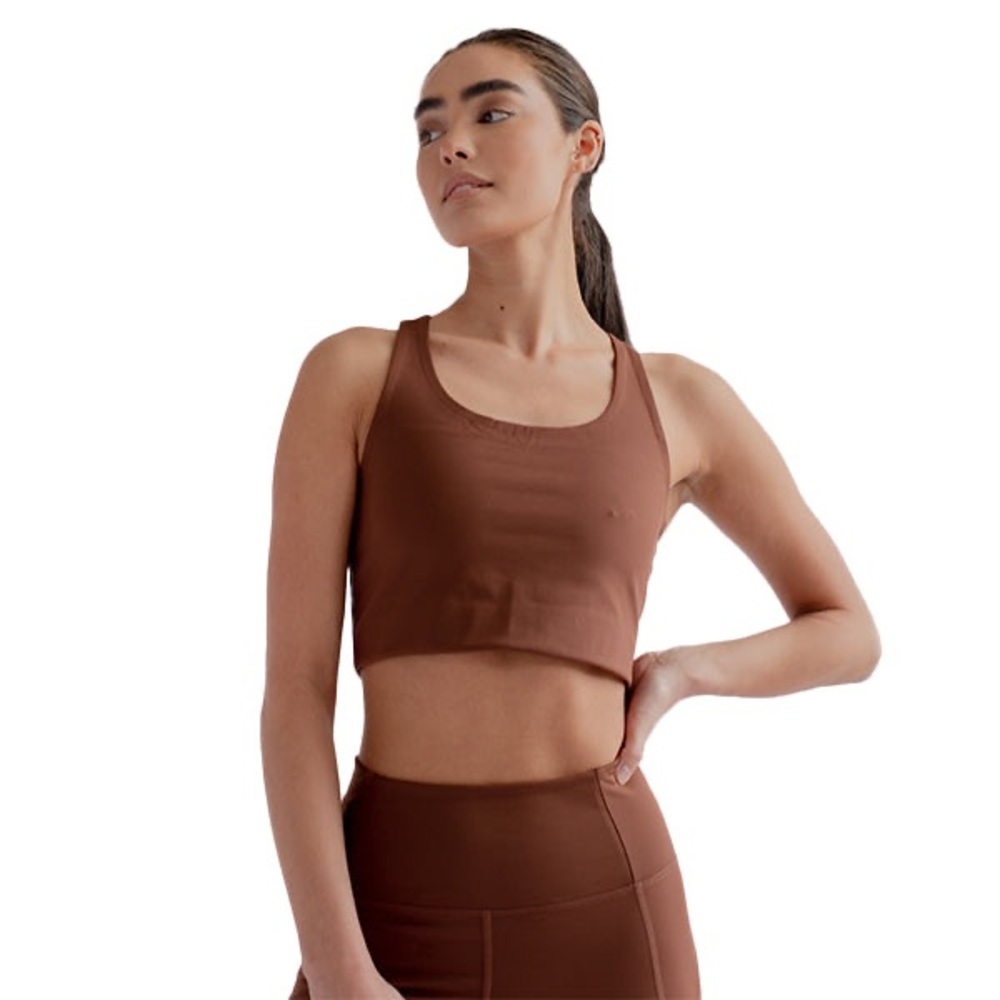 Girlfriend Collective brown sports bra top in SMALL